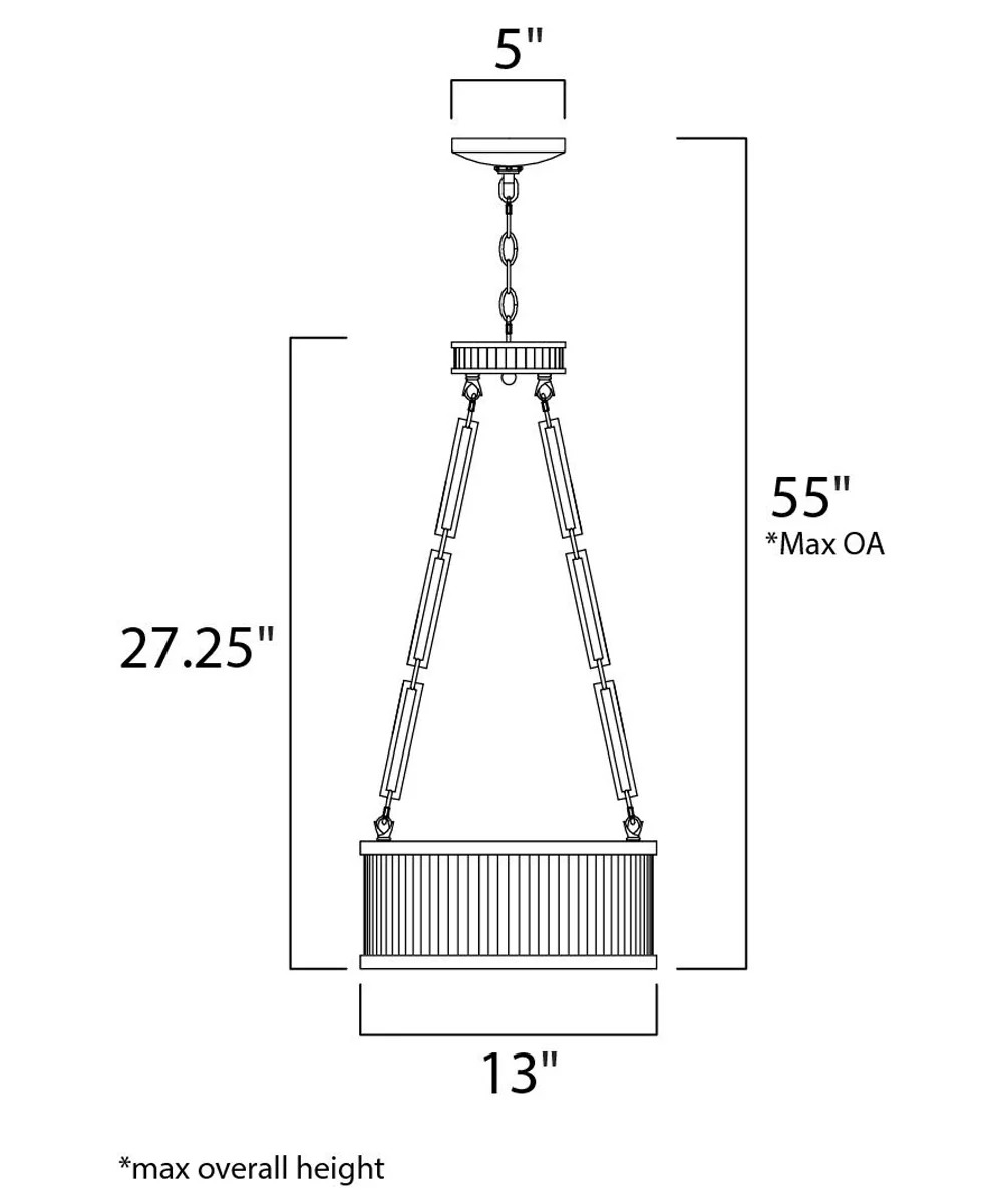 Ruffle 13"W 3-Light Pendant Light Fixture Weathered Zinc and Satin Nickel Finish by Maxim - Image 3
