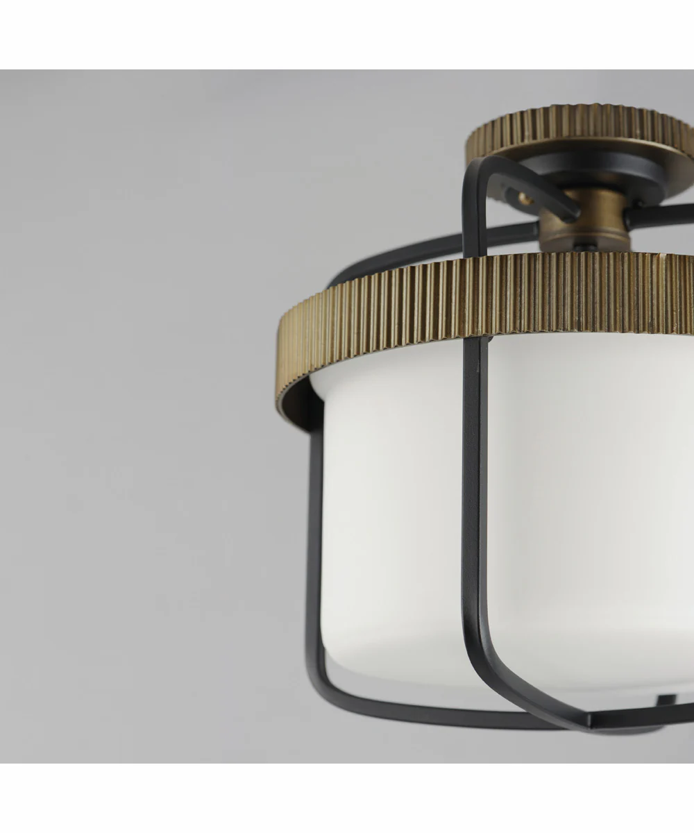 Ruffles 3-Light Semi Flush Mount Black / Antique Brass - Image 5