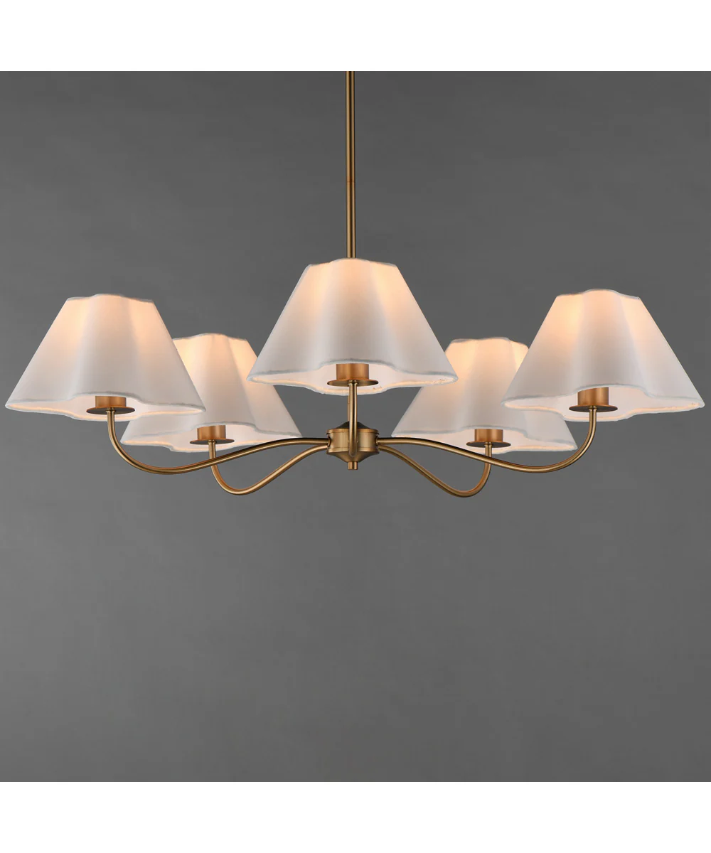 Saxon 5-Light Chandelier Natural Aged Brass - Image 2