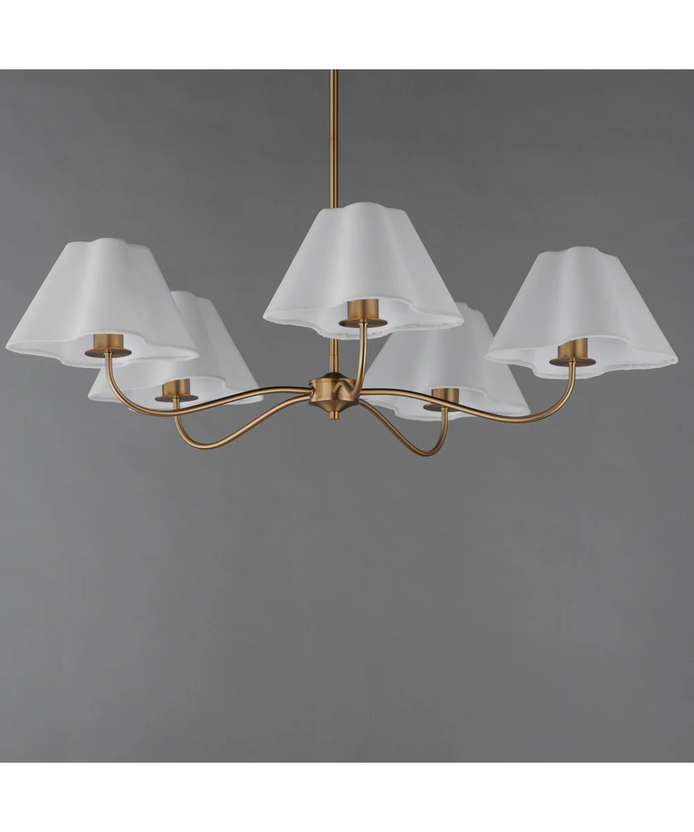 Saxon 5-Light Chandelier Natural Aged Brass - Image 3