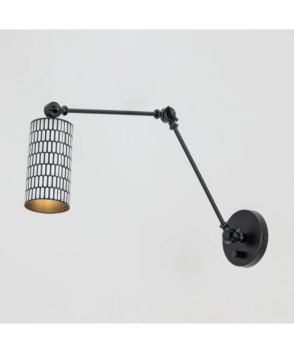 Shaka 1-Light Swing Arm Wall Sconce Black / White - Image 3