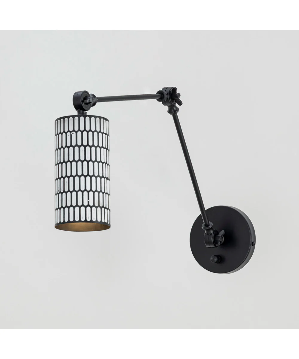 Shaka 1-Light Swing Arm Wall Sconce Black / White - Image 4