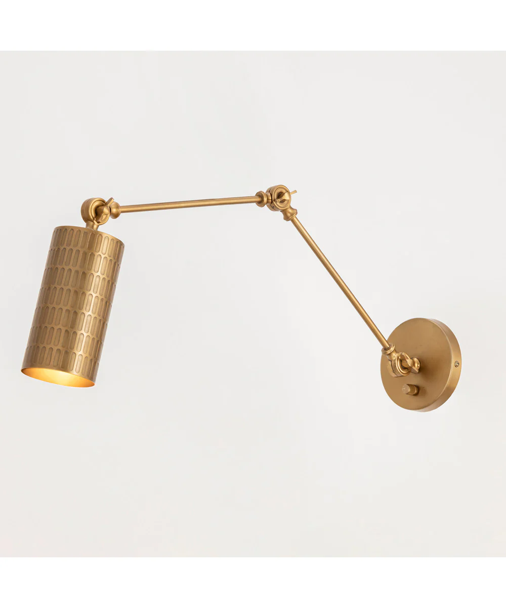 Shaka 1-Light Swing Arm Wall Sconce Weathered Brass - Image 5