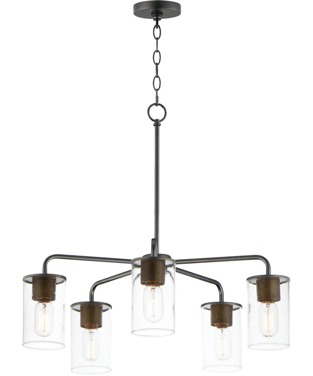 Sleek 5-Light Chandelier Antique Brass / Black