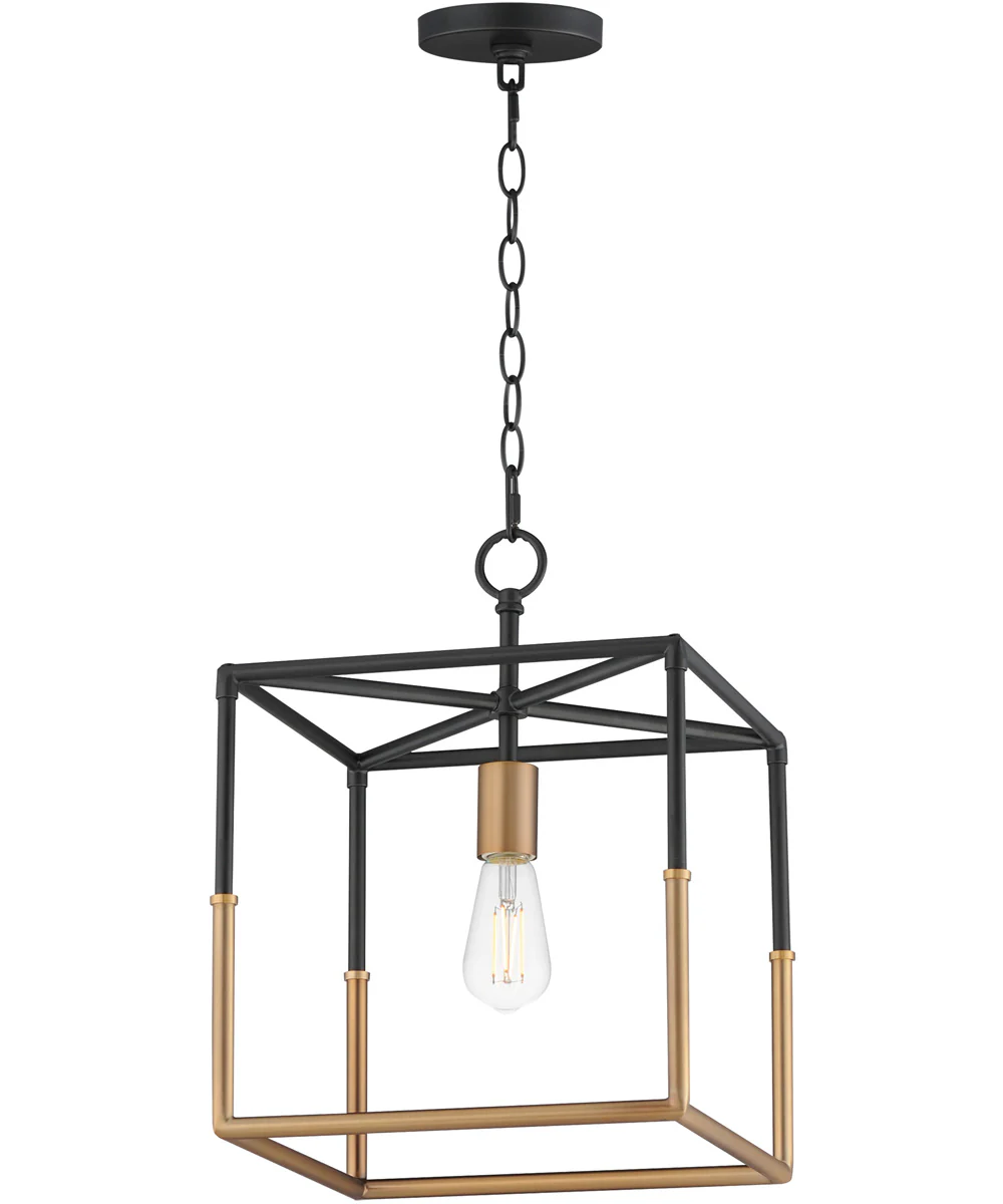 Soho 1-Light Pendant Black/Weathered Brass
