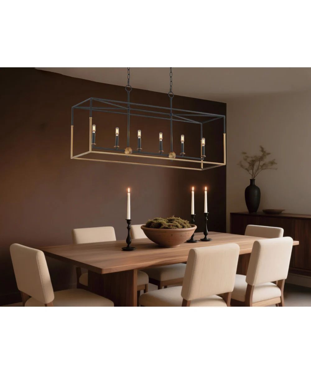 Soho 6-Light Linear Pendant Black/Weathered Brass - Image 2