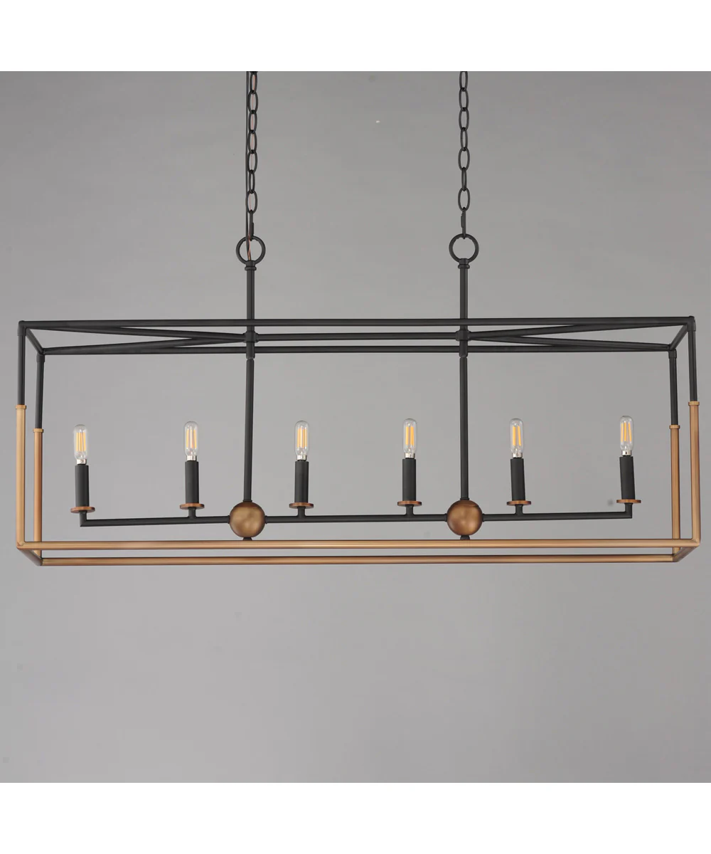 Soho 6-Light Linear Pendant Black/Weathered Brass - Image 3
