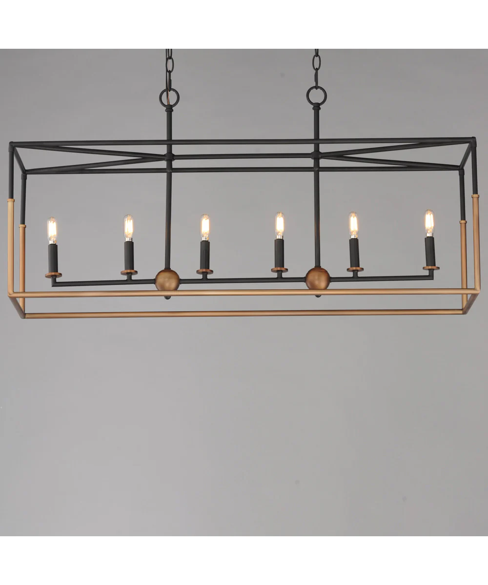 Soho 6-Light Linear Pendant Black/Weathered Brass - Image 4