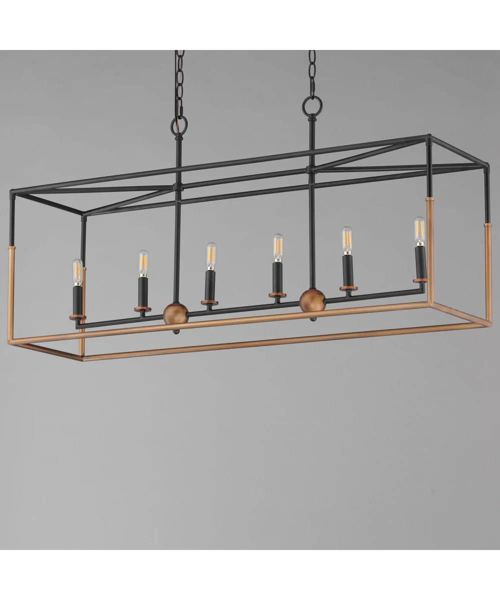 Soho 6-Light Linear Pendant Black/Weathered Brass - Image 5