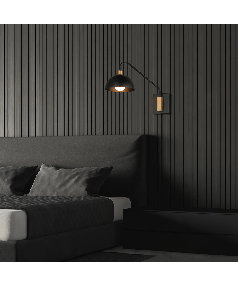 Thelonious 1-Light Wall Sconce Black / Natural Aged Brass - Image 2