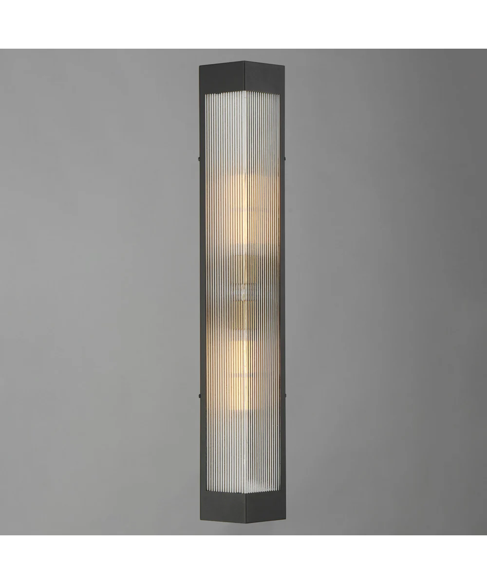 Triform 32 inch Outdoor Wall Sconce Black / Antique Brass - Image 2