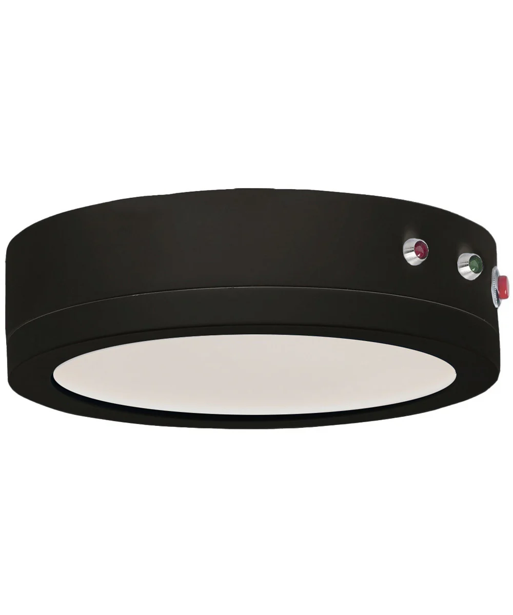 Wafer 7 inch RD LED Surface Mt 3000K w/Emergency Back Up Black