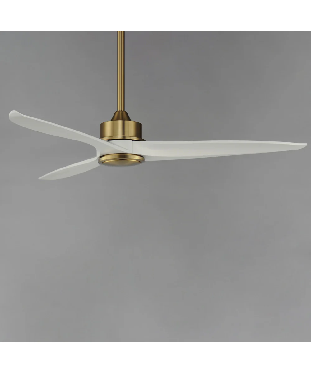 Woodwind 52 inch Solid Wood Blade Fan w LED Light Kit Natural Aged Brass - Image 2