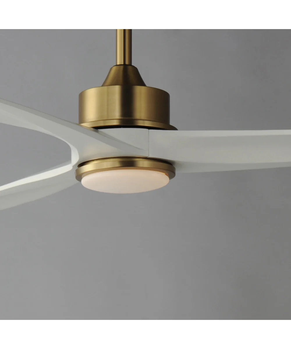 Woodwind 52 inch Solid Wood Blade Fan w LED Light Kit Natural Aged Brass - Image 4