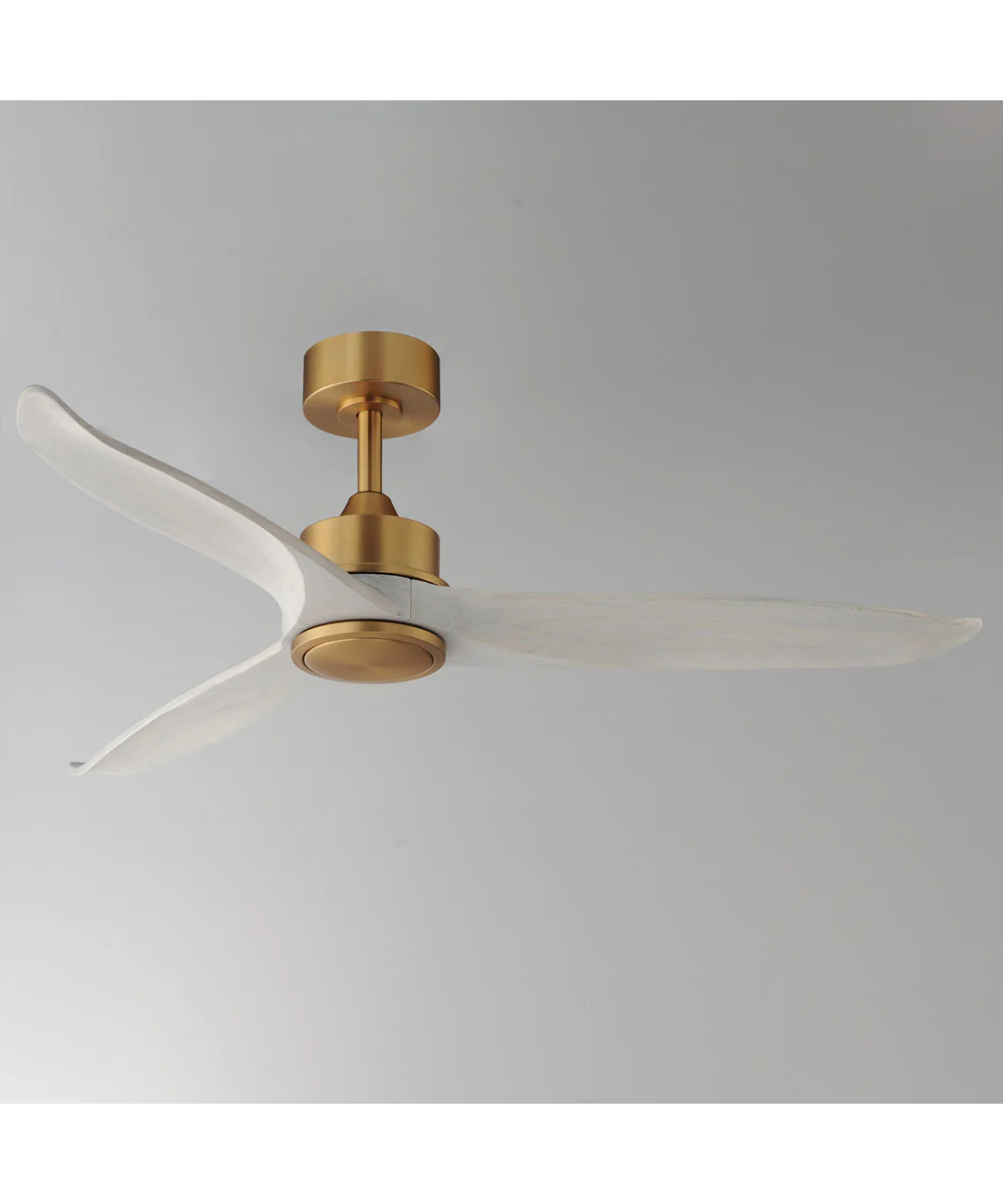 Woodwind 52 inch Solid Wood Blade Fan w LED Light Kit Natural Aged Brass - Image 2