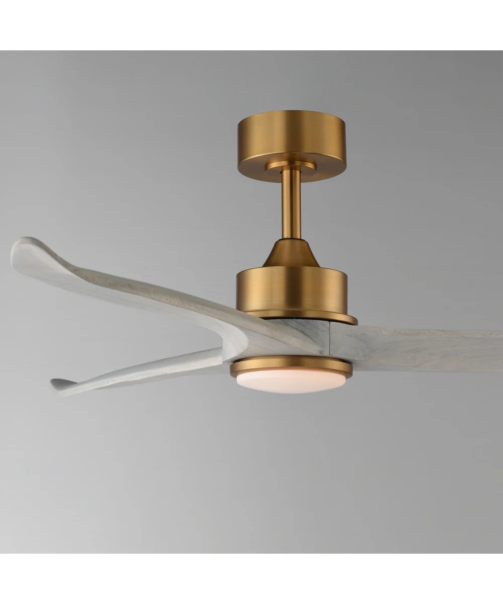 Woodwind 52 inch Solid Wood Blade Fan w LED Light Kit Natural Aged Brass - Image 4