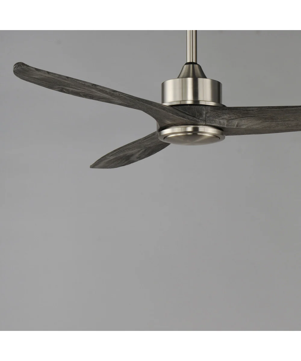 Woodwind 52 inch Solid Wood Blade Fan w LED Light Kit Satin Nickel - Image 3