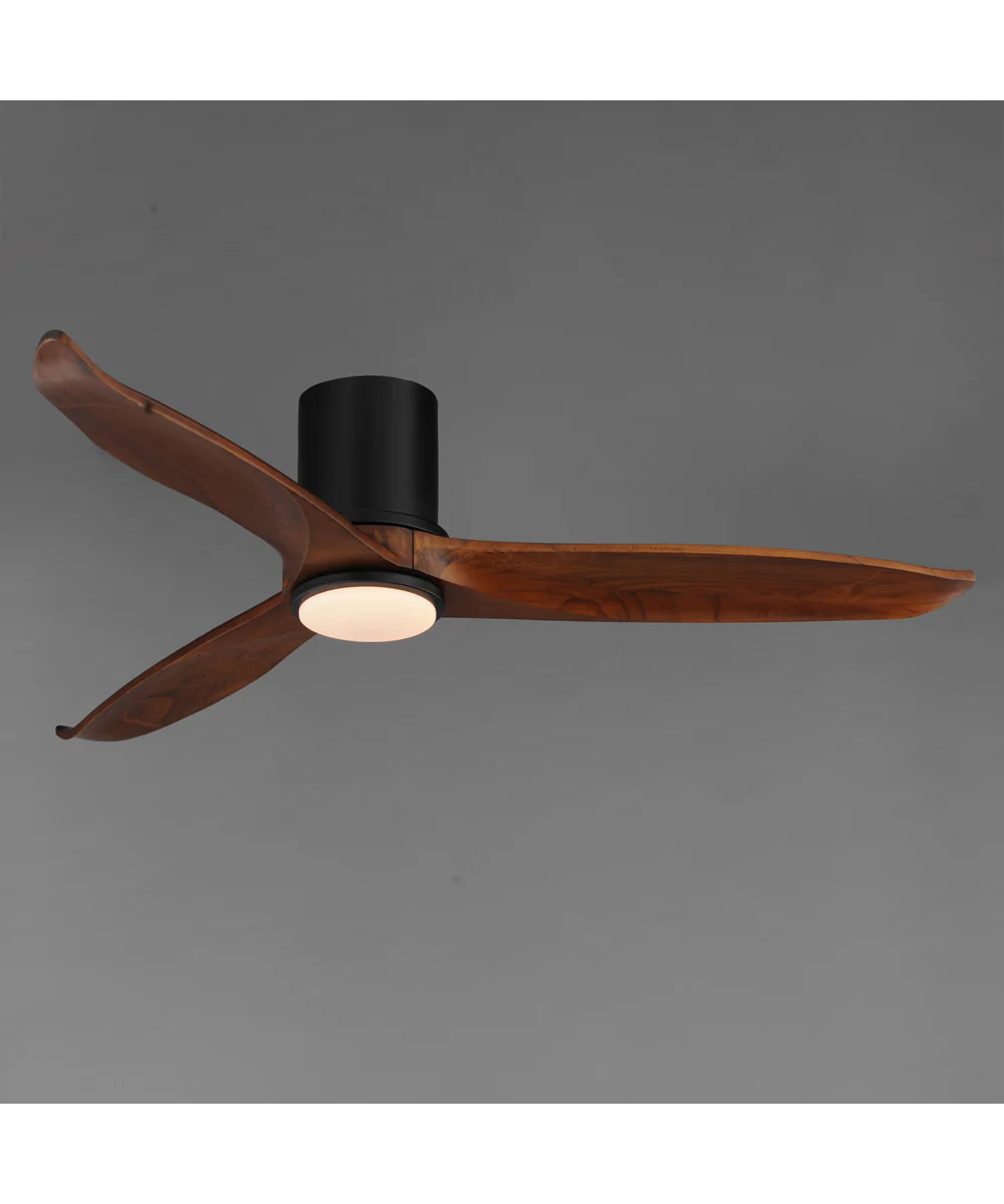 Woodwind 52 inch Solid Wood Blade Hugger Fan w LED Black - Image 3