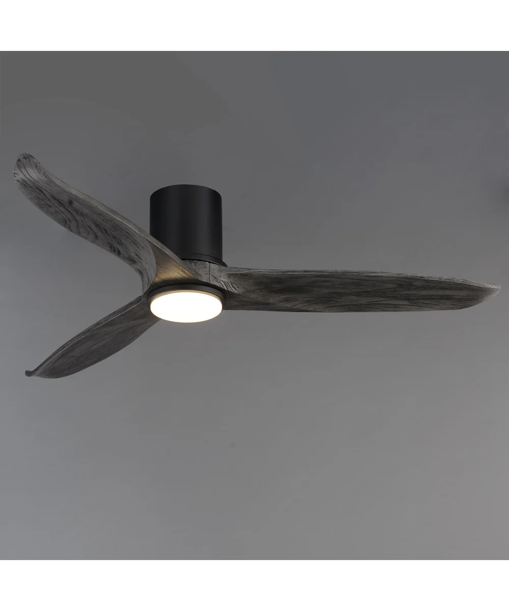 Woodwind 52 inch Solid Wood Blade Hugger Fan w LED Black - Image 3