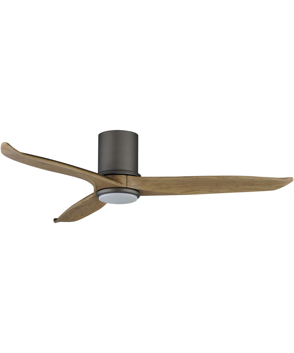 Woodwind 52 inch Solid Wood Blade Hugger Fan w LED Charcoal Bronze