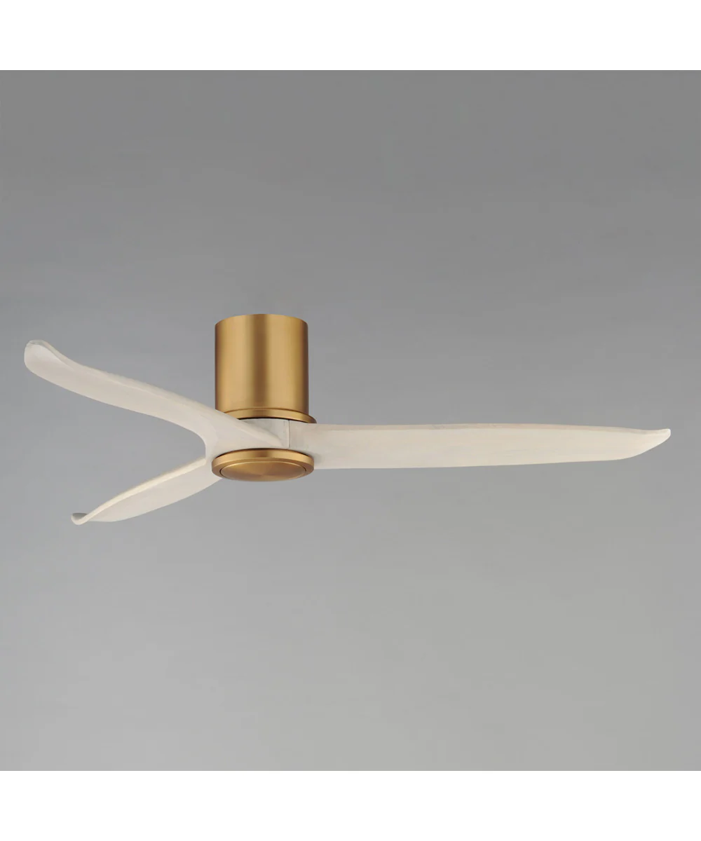 Woodwind 52 inch Solid Wood Blade Hugger Fan w LED Natural Aged Brass - Image 3