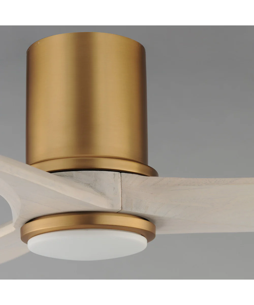 Woodwind 52 inch Solid Wood Blade Hugger Fan w LED Natural Aged Brass - Image 4