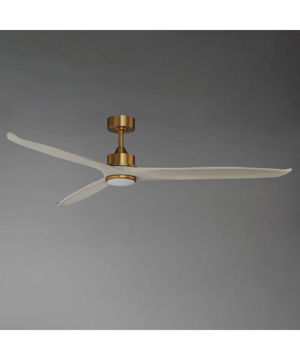 Woodwind 72 inch Solid Wood Blade Fan w LED Natural Aged Brass - Image 2