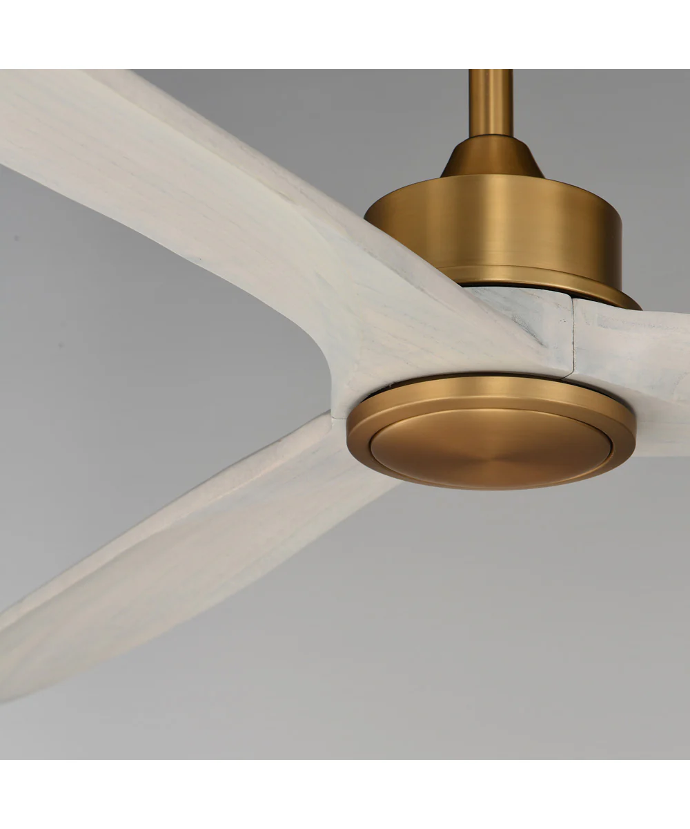 Woodwind 72 inch Solid Wood Blade Fan w LED Natural Aged Brass - Image 3