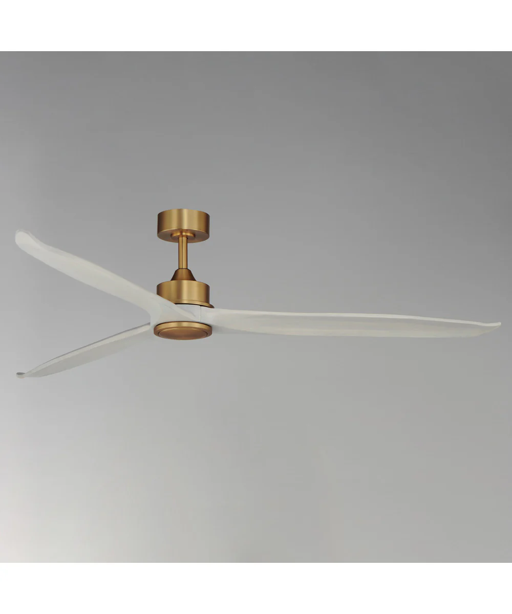 Woodwind 72 inch Solid Wood Blade Fan w LED Natural Aged Brass - Image 4