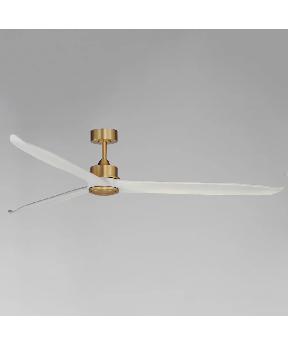 Woodwind 80 inch Solid Wood Blade Fan W LED Natural Aged Brass - Image 2