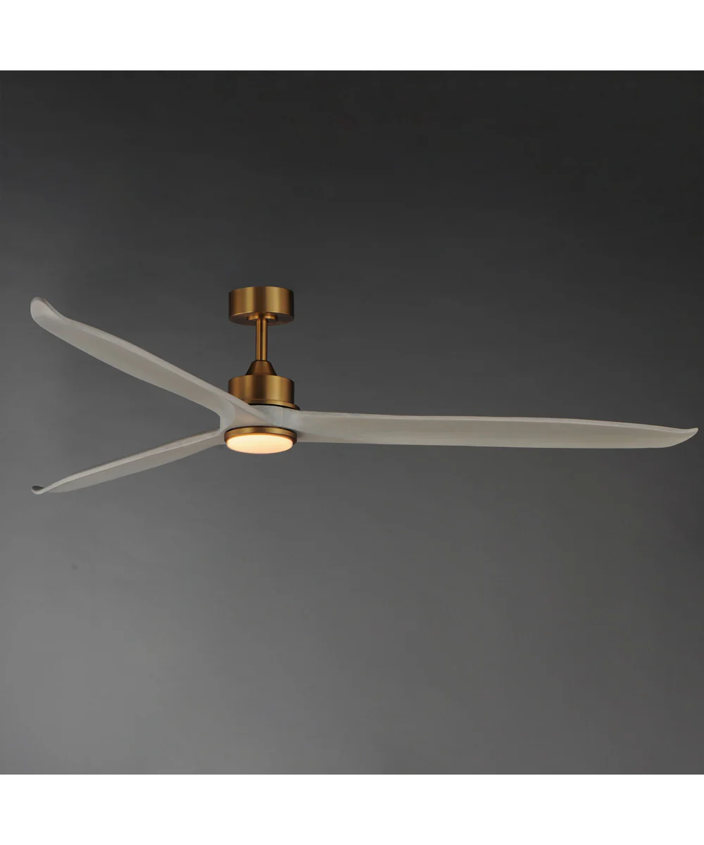 Woodwind 80 inch Solid Wood Blade Fan W LED Natural Aged Brass - Image 3