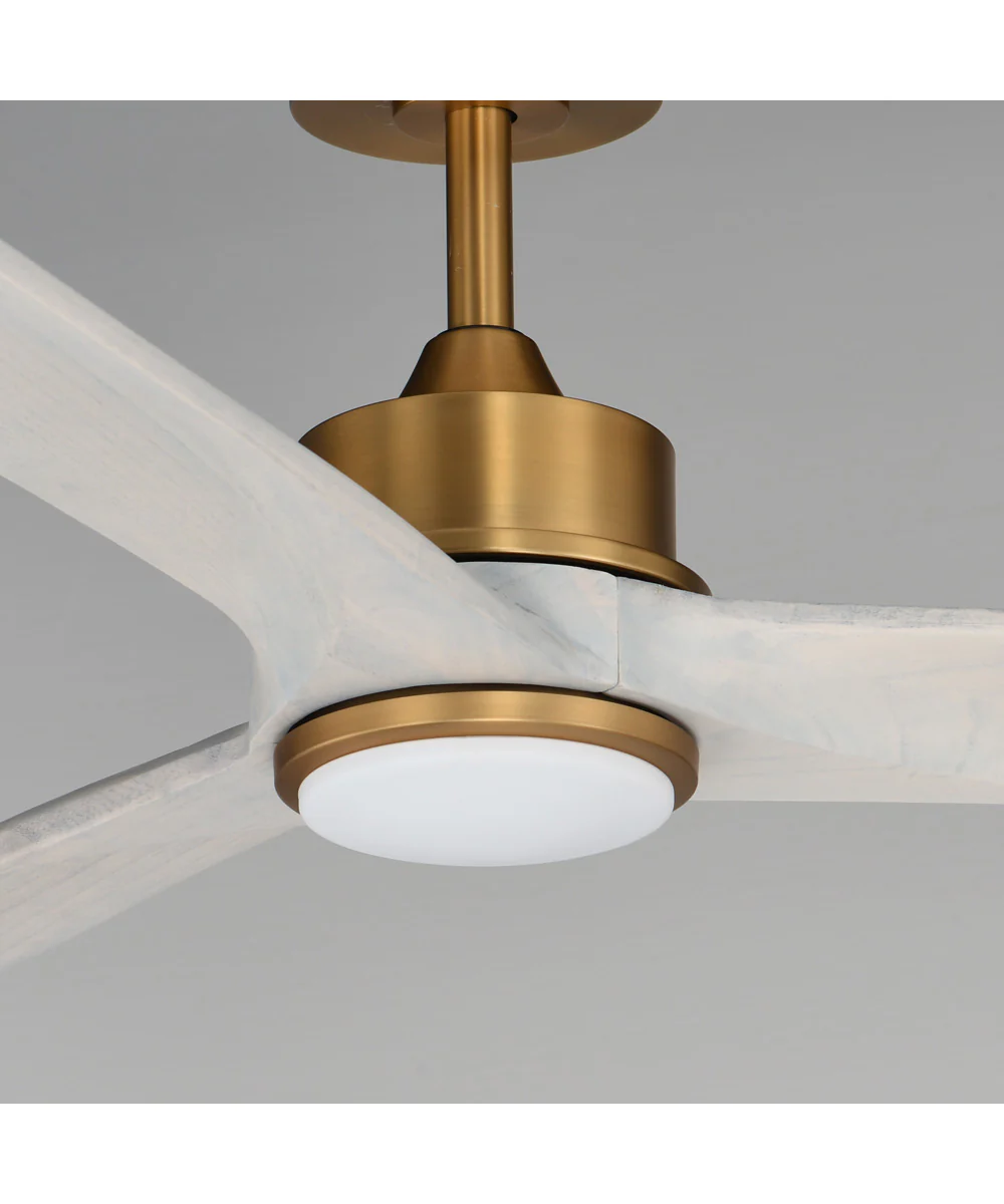 Woodwind 80 inch Solid Wood Blade Fan W LED Natural Aged Brass - Image 4