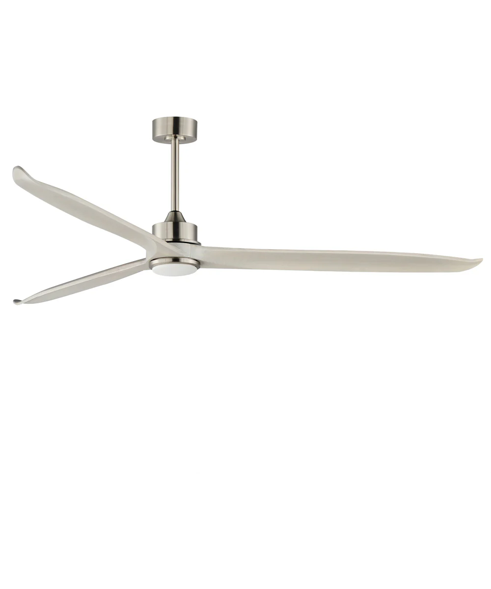 Woodwind 80 inch Solid Wood Blade Fan W LED Satin Nickel
