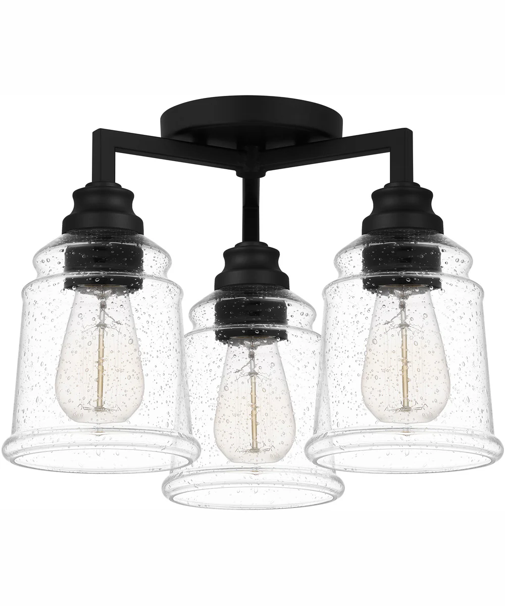 McIntire Medium 3-light Flush Mount Matte Black - Image 3