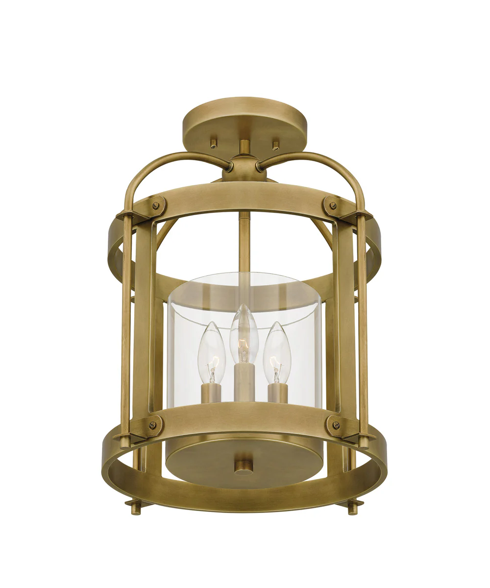 McPherson 3-light Semi Flush Mount Weathered Brass - Image 5