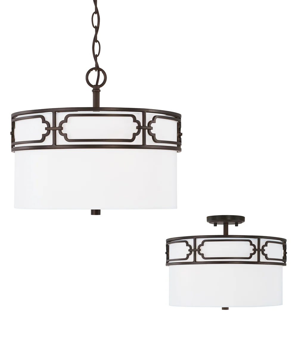 Merrick 3-Light Dual-Mount Semi-Flush/Pendant Mount In Old Bronze - Image 2
