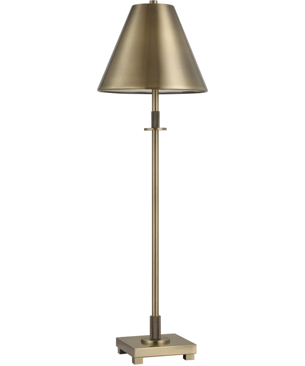 Metal Buffet Lamp in Antique Brass with Tapered Metal Shade - Image 4