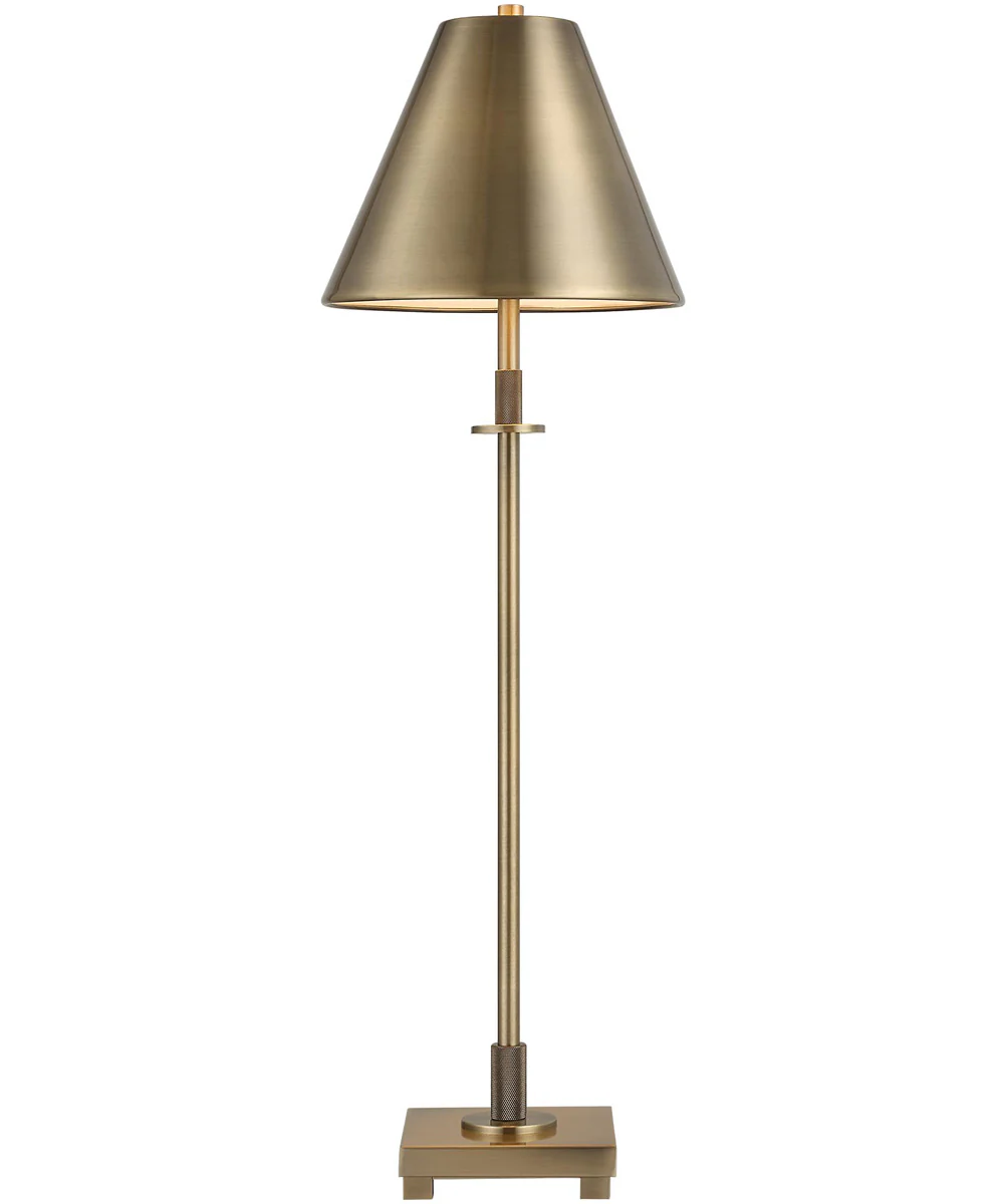 Metal Buffet Lamp in Antique Brass with Tapered Metal Shade - Image 5