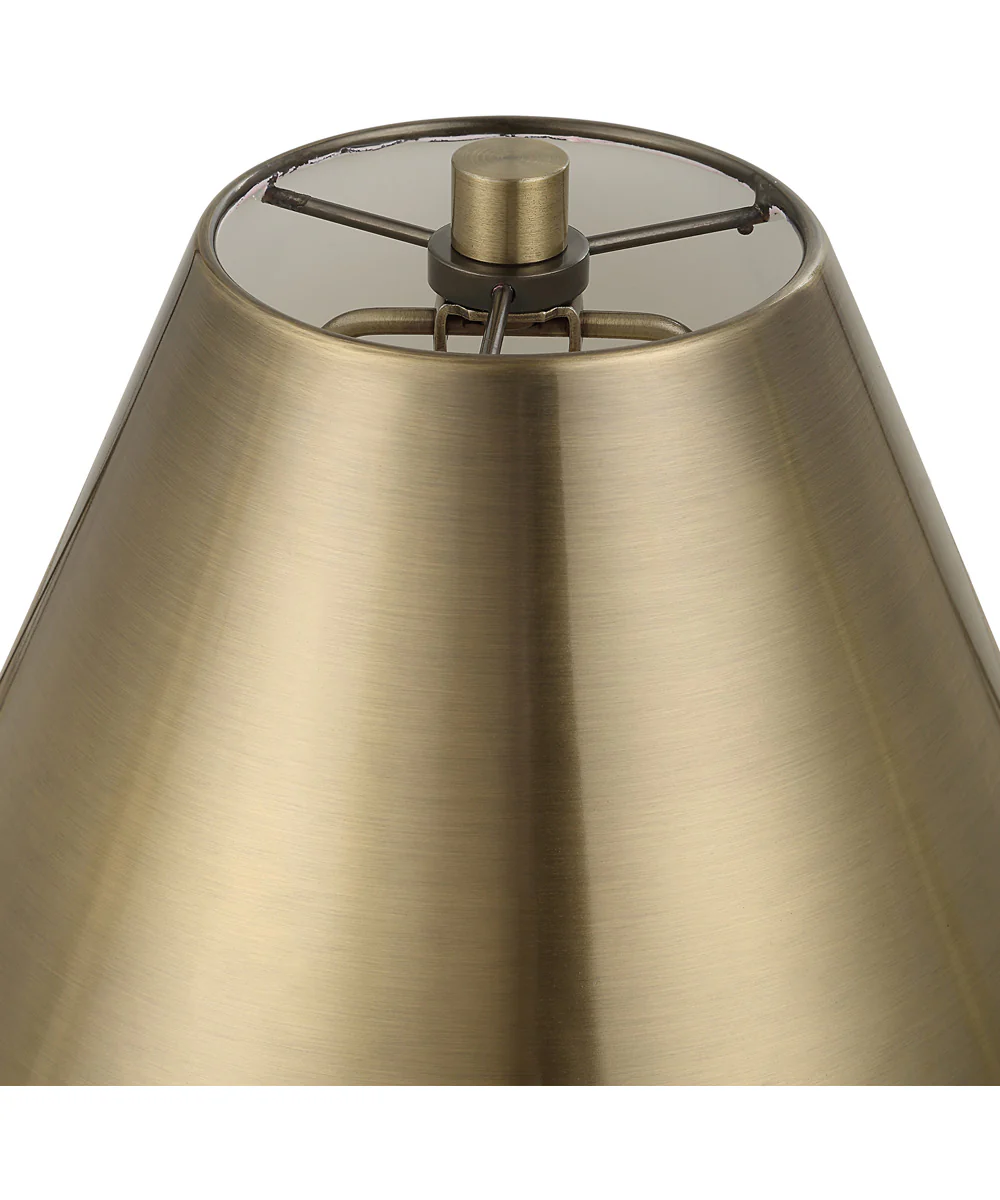 Metal Buffet Lamp in Antique Brass with Tapered Metal Shade - Image 7