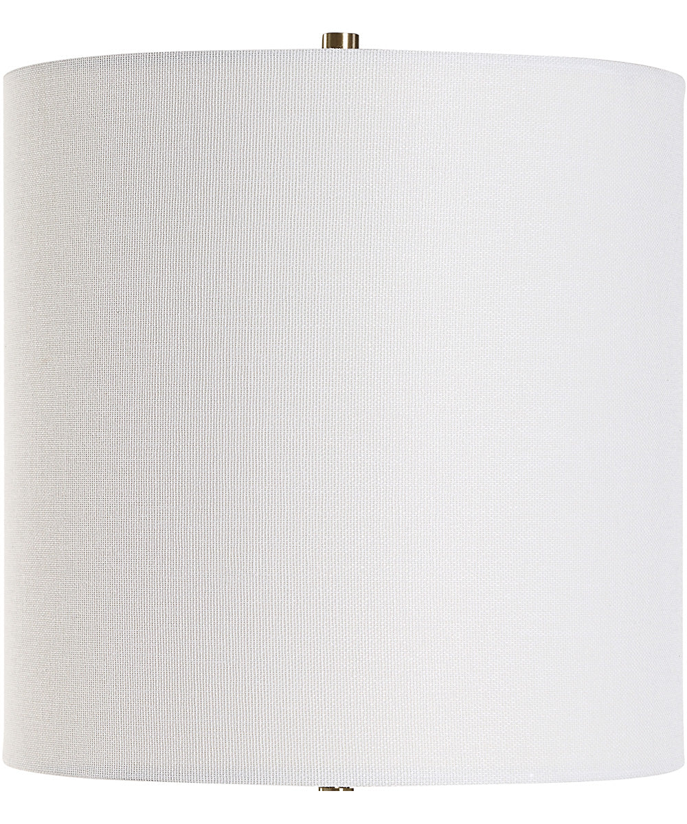 Metal Buffet Lamp in Antique Brass with White Linen - Image 5
