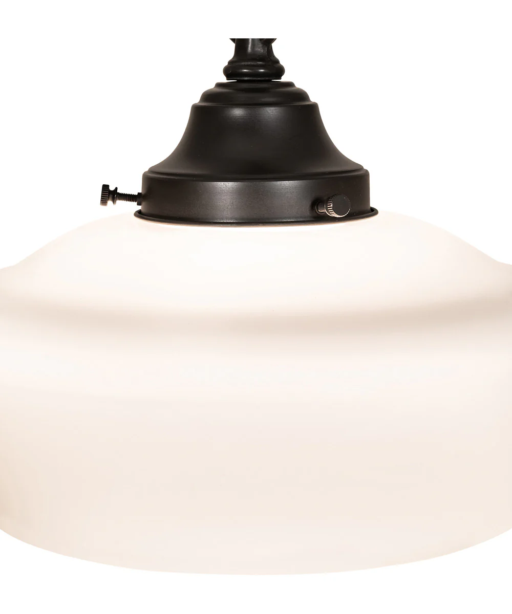 12"W Schoolhouse with Traditional Globe 1-Light Pendant Craftsman Brown in Opal White - Image 4