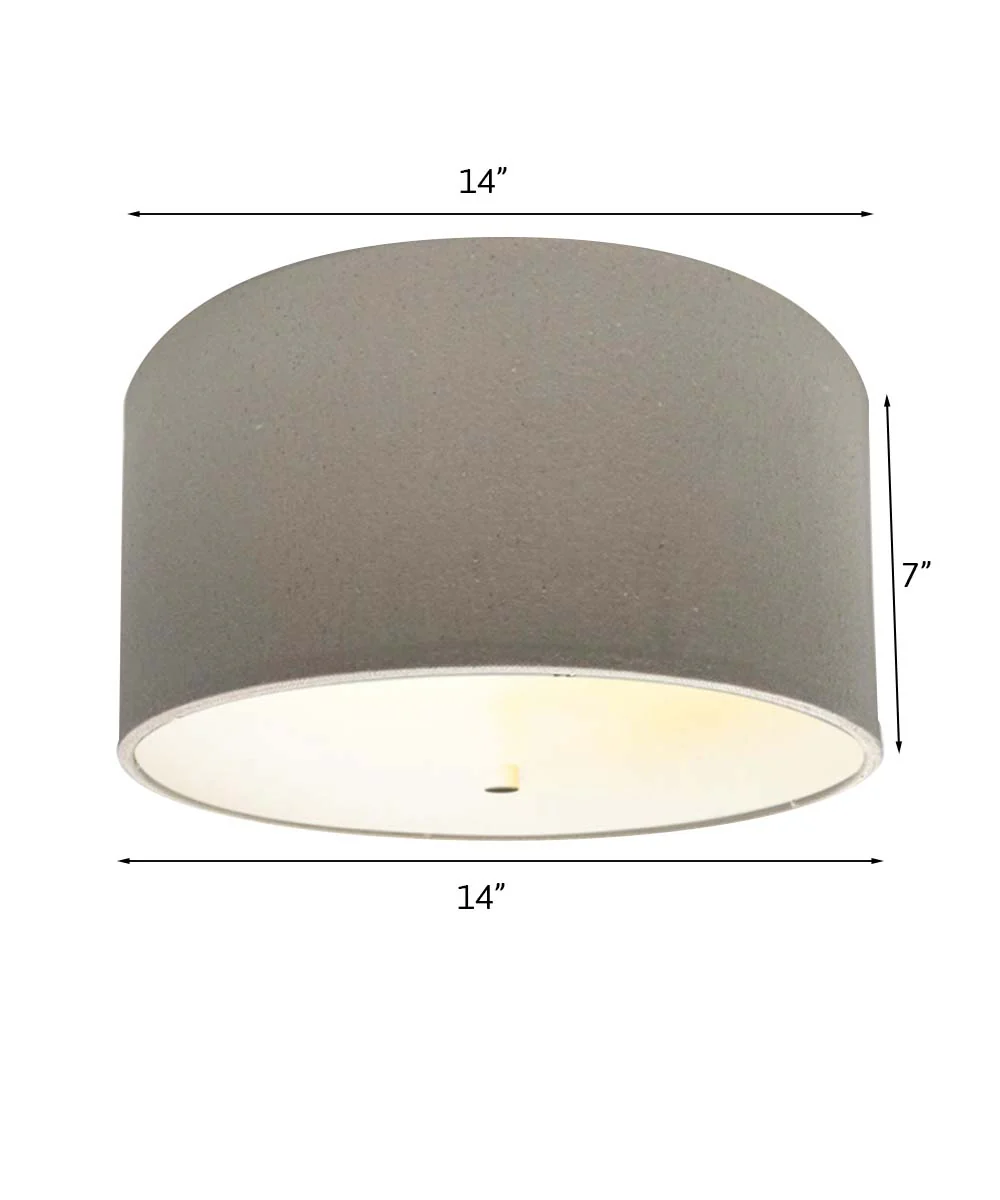 Moderne Flush Mount Conversion Kit 14"w Light Oatmeal Hardback Drum Lampshade - Image 4