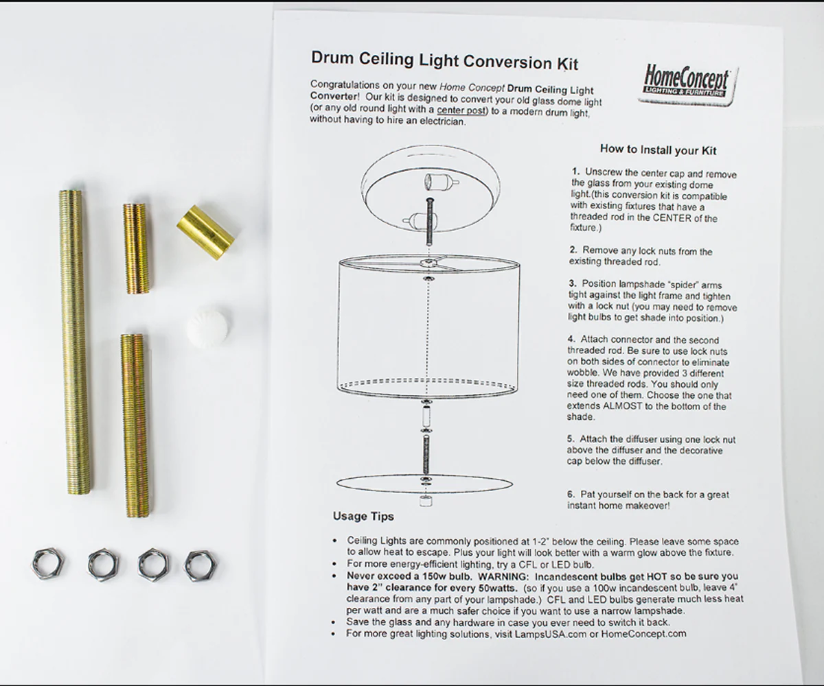 Moderne Flush Mount Conversion Kit 14"w Light Oatmeal Hardback Drum Lampshade - Image 6