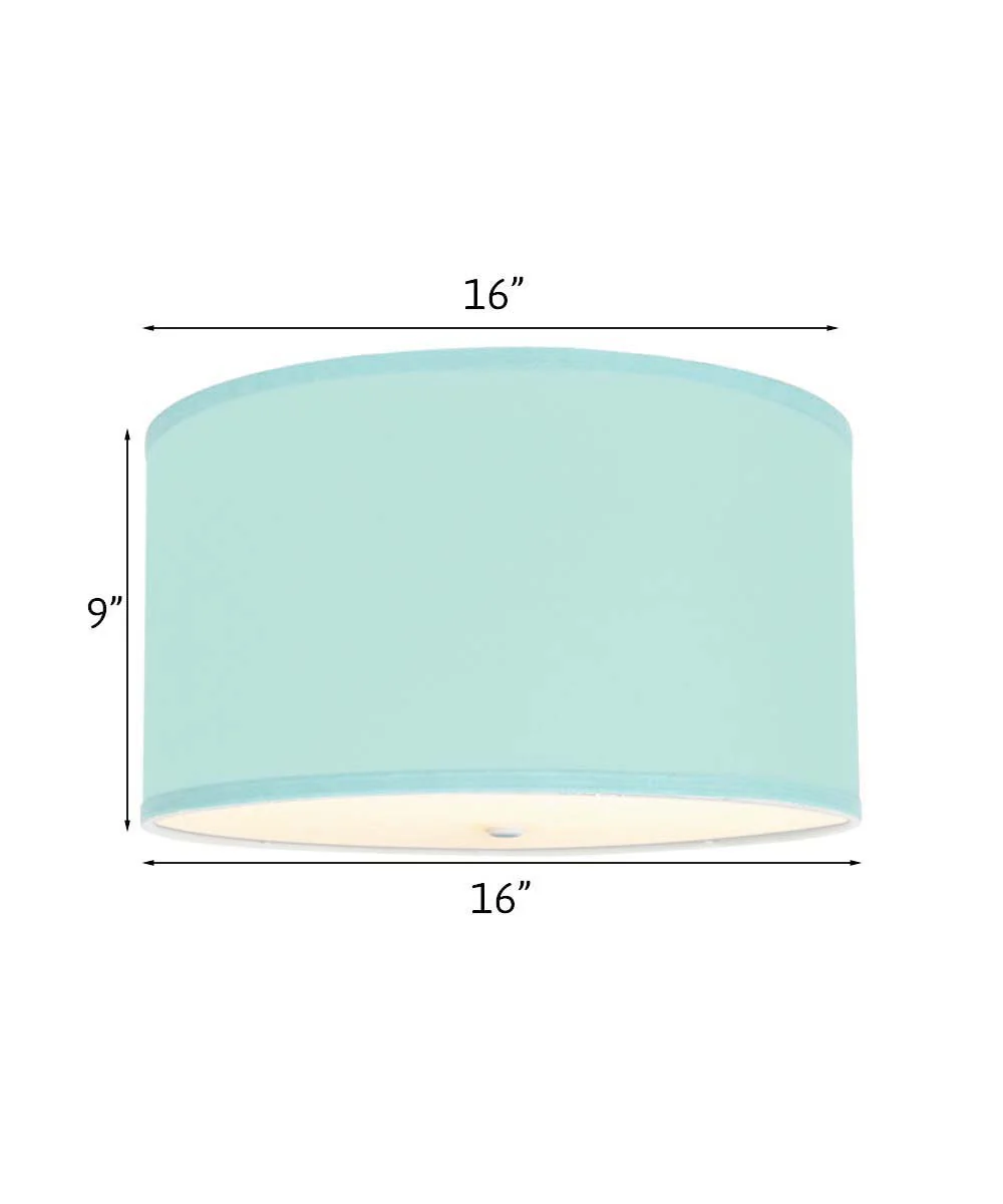 Moderne Flush Mount Conversion Kit 16"w Island Paradise Linen Drum Lampshade - Image 3