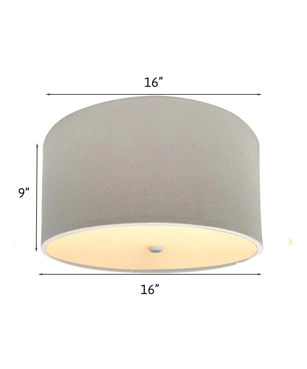 Moderne Flush Mount Conversion Kit 16"w Light Oatmeal Linen Drum Lampshade - Image 3