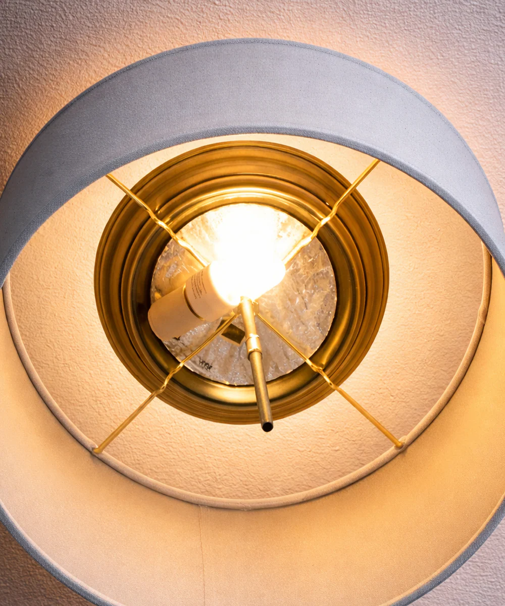 Moderne Flush Mount Conversion Kit 16"w Light Oatmeal Linen Drum Lampshade - Image 4