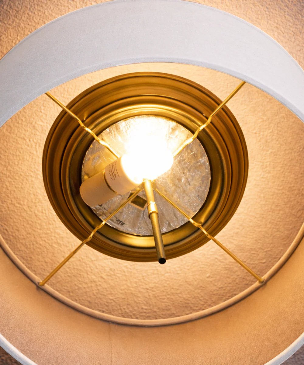 Moderne Flush Mount Conversion Kit 18"w White Linen Shallow Drum Lampshade - Image 4