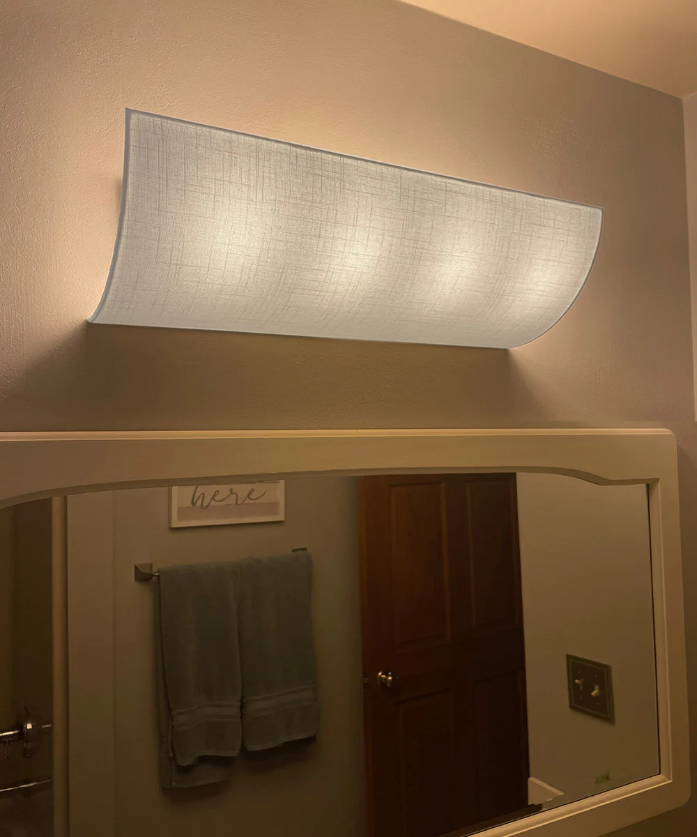 Moderne Vanity Light Cover Refresh Kit, 26"W White Textured Fabric Shade - DIY Upgrades Hollywood Lights (No Wiring) - Image 5