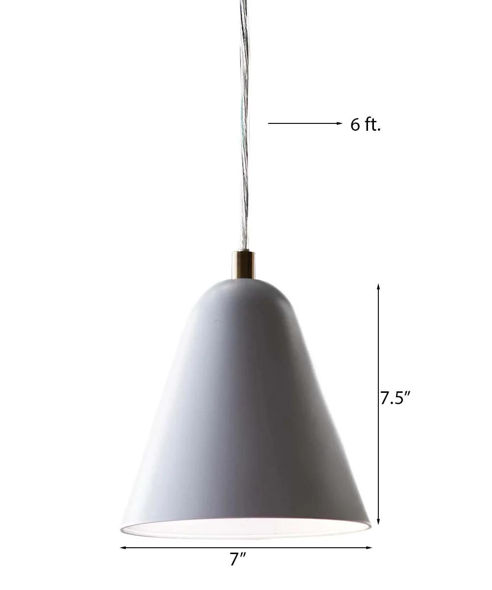 MoDRN 7"W 1-Light Scandinavian Mini-Pendant Light Fixture, White Metal Finish - Image 3