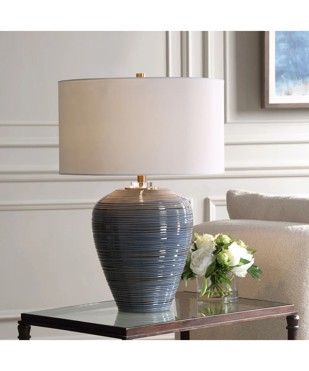 Moher Glossy Blue Table Lamp - Image 2